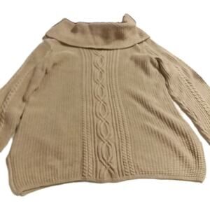 Vintage Jeanne Pierre Sweater Women Medium Ivory Cable Knit Cowl Neck Y2k Era